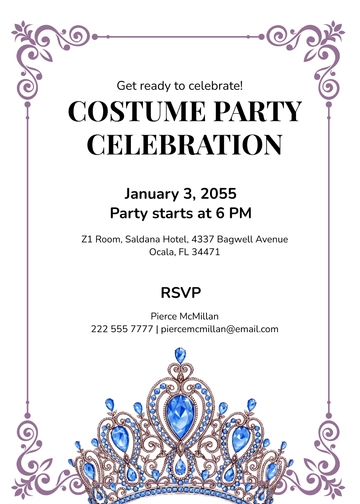 Free Costume Party Celebration Invitation Template to Edit Online