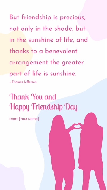 Free Friendship Day Thank you Quote Template to Edit Online