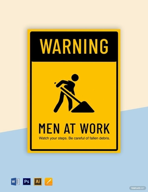 Warning Men at Work Sign Template