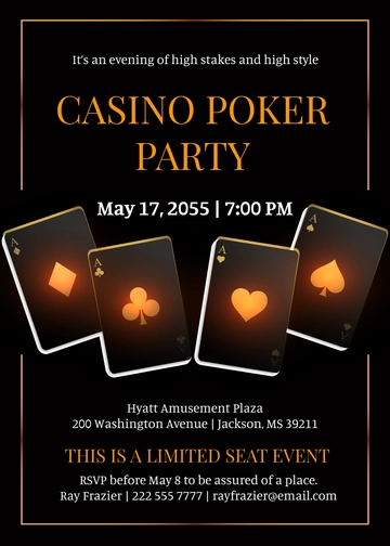 Free Casino Poker Party Invitation Template to Edit Online