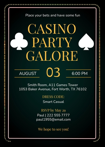 Free Casino Theme Invitation Template to Edit Online