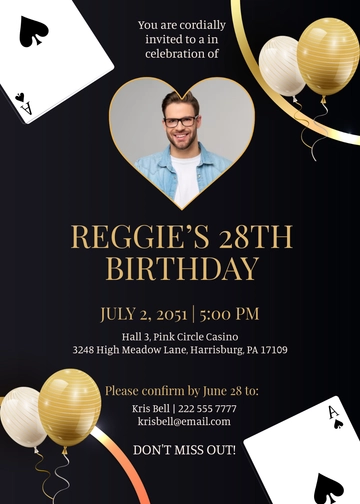 Free Casino Birthday Invitation Template to Edit Online