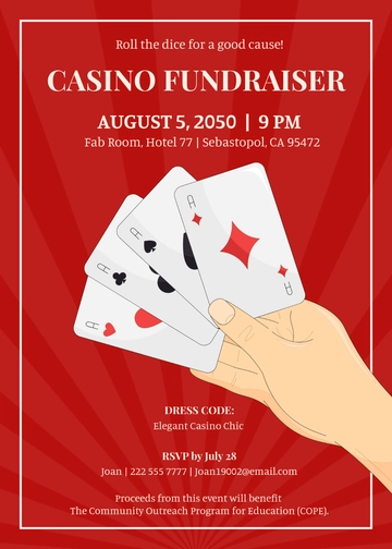 Free Casino Night Fundraiser Invitation Template to Edit Online | Template.net
