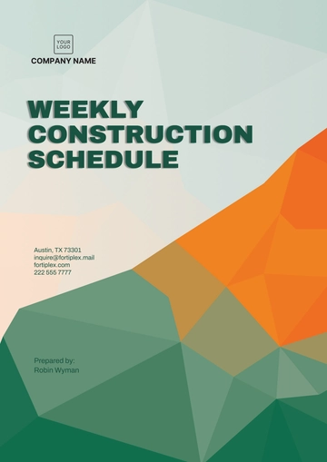 Free Weekly Construction Schedule Template to Edit Online | Template.net