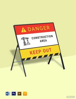 Danger Construction Area Keep Out Sign Template