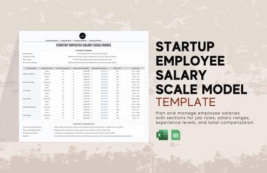 Startup Employee Salary Scale Model Template Startup Employee Salary Scale Model Template