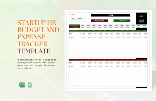 Startup HR Budget and Expense Tracker Template