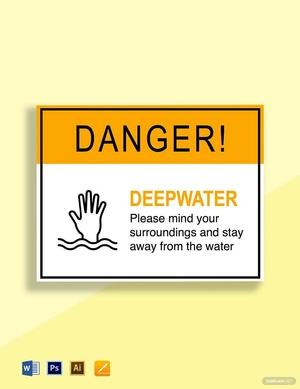 Danger Deep Water Sign Template