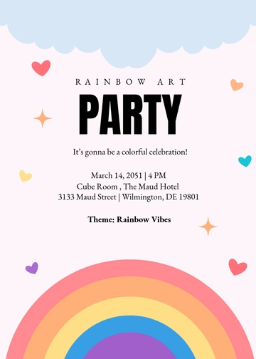 Free Rainbow Art Party Invitation Template to Edit Online | Template.net