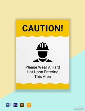 Caution - Hard Hats Required In This Area Sign Template