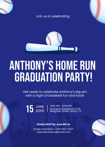Free Baseball Graduation Party Invitation Template to Edit Online