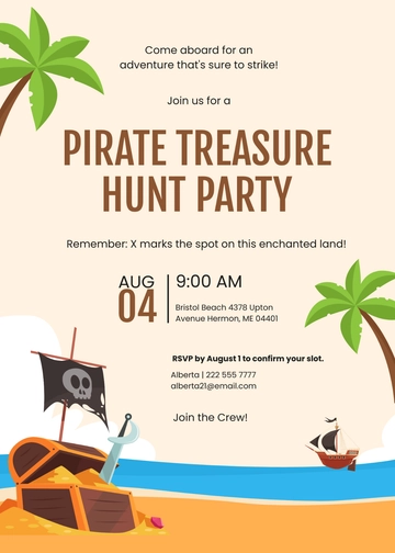 Free Pirate Treasure Hunt Party Invitation Template to Edit Online
