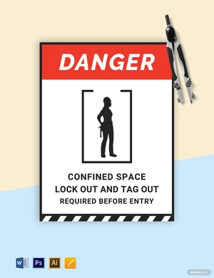 Danger Confined Space/Keep Locked Stanchion Sign Template