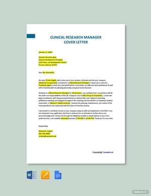 Clinical Research Manager Cover Letter Template