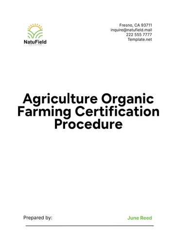 Free Agriculture Organic Farming Certification Procedure Template to Edit Online