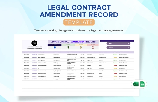 Legal Contract Amendment Record Template