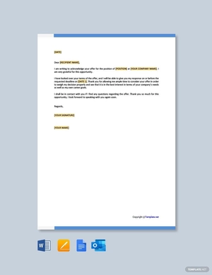 Job Acknowledgement Letter