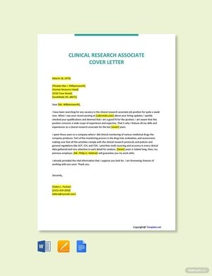 Clinical Research Associate Cover Letter Template