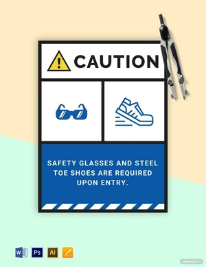 Safety Glasses and Shoes Required Sign Template