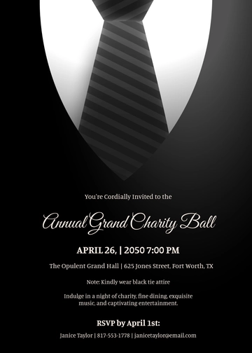 Free Black Tie Ball Invitation Template to Edit Online | Template.net