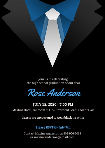 Free Black Tie Graduation Invitation Template to Edit Online | Template.net