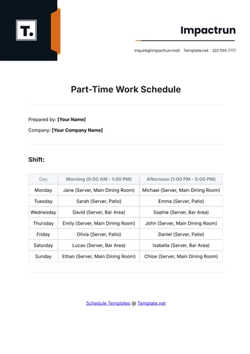 Free Part-Time Work Schedule Template to Edit Online