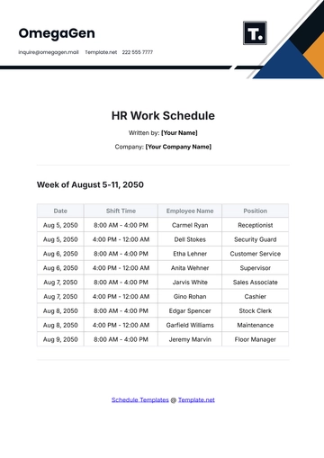 Free HR Work Schedule Template to Edit Online