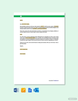 Order Acknowledgement Letter Template