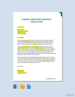 Clinical Laboratory Assistant Cover Letter
