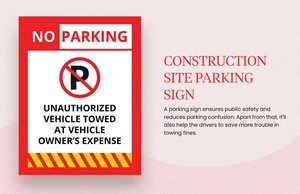 Construction Site Parking Sign Template
