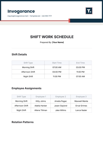 Free Shift Work Schedule Template to Edit Online