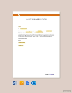 Payment Acknowledgement Letter