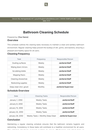 Free Bathroom Cleaning Schedule Template to Edit Online