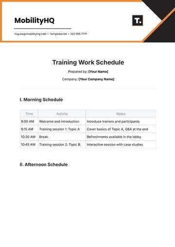 Free Training Work Schedule Template to Edit Online