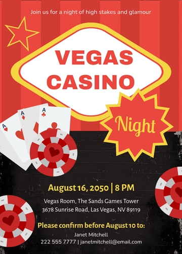 Free Vegas Casino Night Invitation Template to Edit Online | Template.net