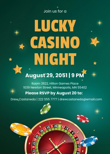 Free Lucky Winning Casino Invitation Template to Edit Online