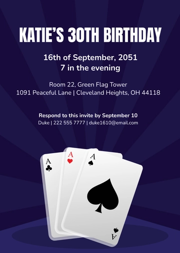 Free 3 Card Casino Invitation Template to Edit Online