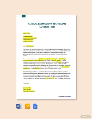 Clinical Laboratory Technician Cover Letter