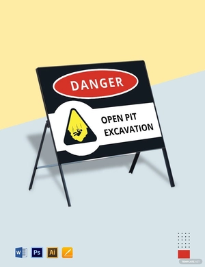 Danger - Open Pit Sign Template