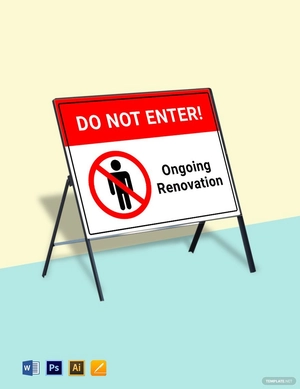 Caution - Renovation Work Do Not Enter Sign Template