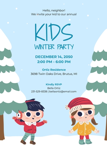 Free Kids Winter Party Invitation Template to Edit Online