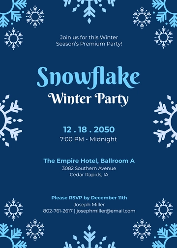 Free Snowflake Winter Party Invitation Template to Edit Online