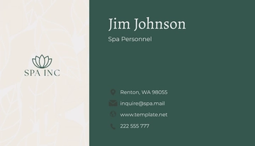 Free Spa Personal Business Card Template to Edit Online Free Spa Personal Business Card Template to Edit Online