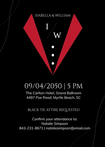 Free Black Tie Wedding Invitation Template to Edit Online