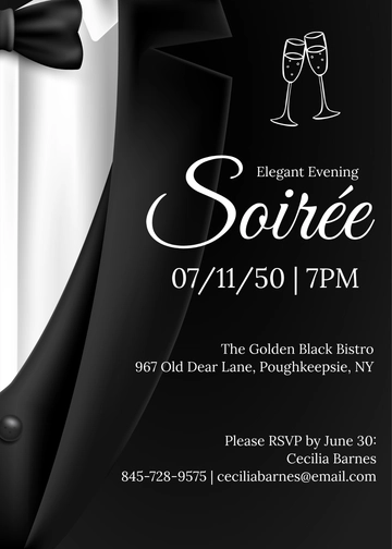 Free Black Tie Dinner Party Invitation Template to Edit Online | Template.net