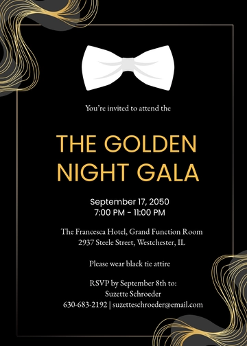 Free Gold and Black Tie Invitation Template to Edit Online | Template.net
