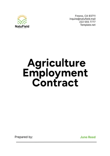 Free Agriculture Employment Contract Template to Edit Online