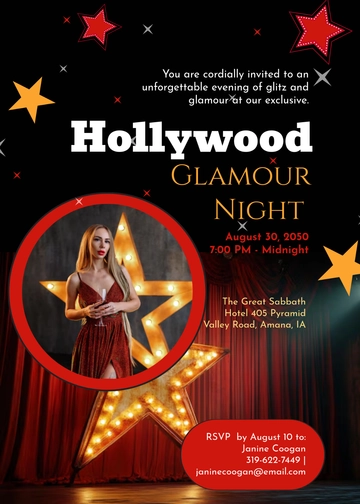 Free Hollywood Party Invitation Template to Edit Online | Template.net