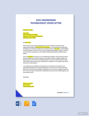 Civil Engineering Technologist Cover Letter
