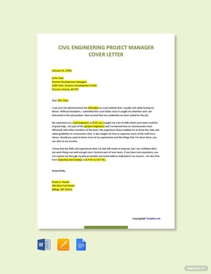 Civil Engineering Project Manager Cover Letter